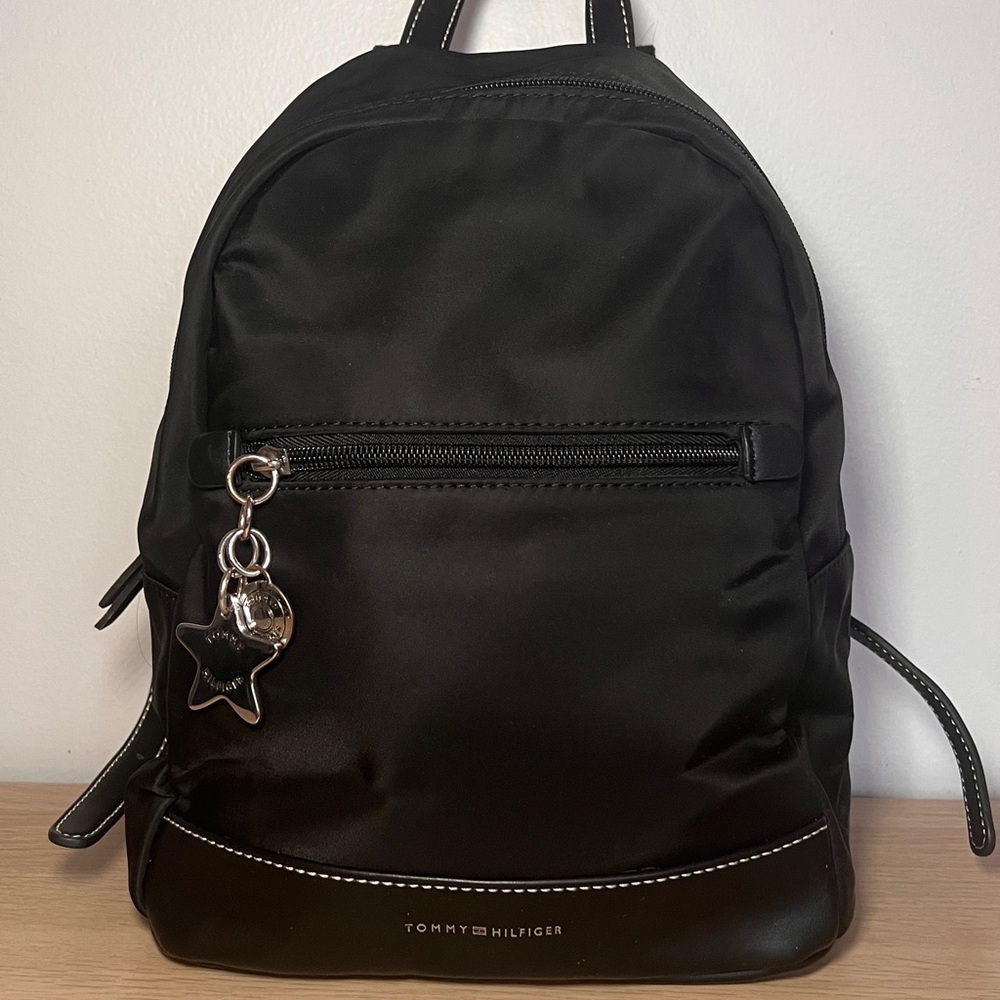Tommy Hilfiger Black Nylon Backpack with Star Charm